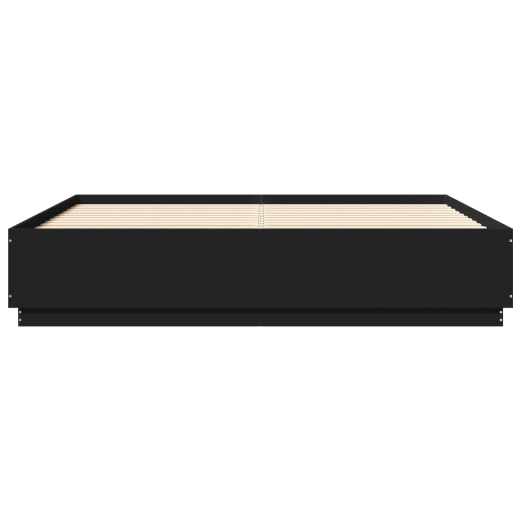 vidaXL Cadru de pat cu lumini LED, negru, 180x200 cm, lemn prelucrat vidaXL Cadru de pat cu lumini LED, negru, 180x200 cm, lemn prelucrat