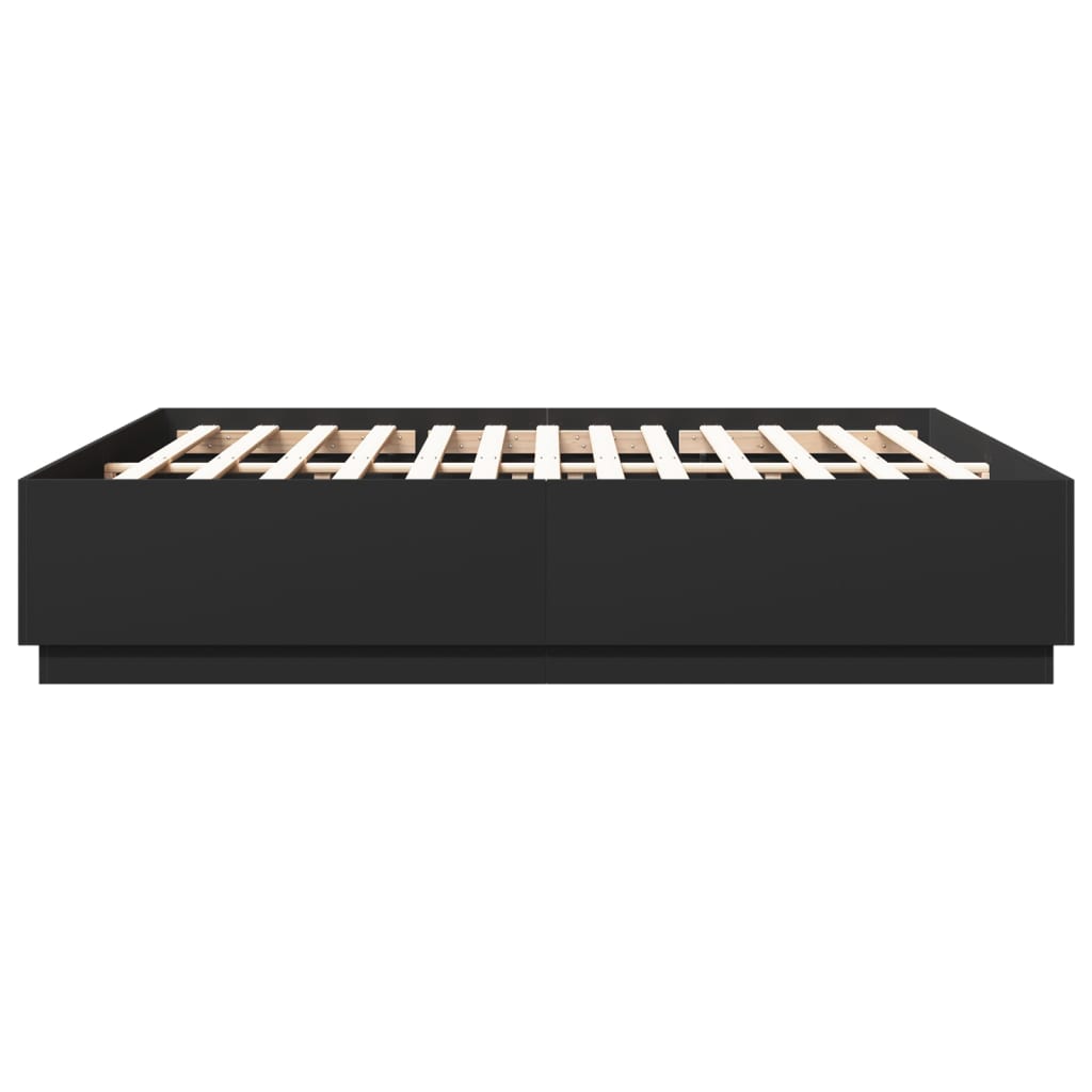 vidaXL Cadru de pat cu lumini LED, negru, 180x200 cm, lemn prelucrat vidaXL Cadru de pat cu lumini LED, negru, 180x200 cm, lemn prelucrat