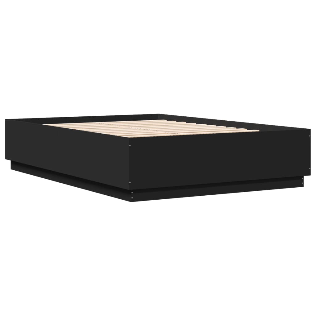 vidaXL Cadru de pat cu lumini LED, negru, 160x200 cm, lemn prelucrat vidaXL Cadru de pat cu lumini LED, negru, 160x200 cm, lemn prelucrat