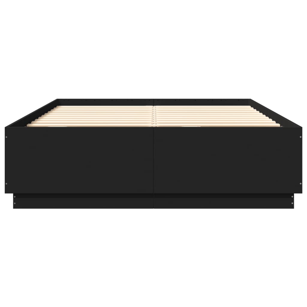 vidaXL Cadru de pat cu lumini LED, negru, 160x200 cm, lemn prelucrat vidaXL Cadru de pat cu lumini LED, negru, 160x200 cm, lemn prelucrat