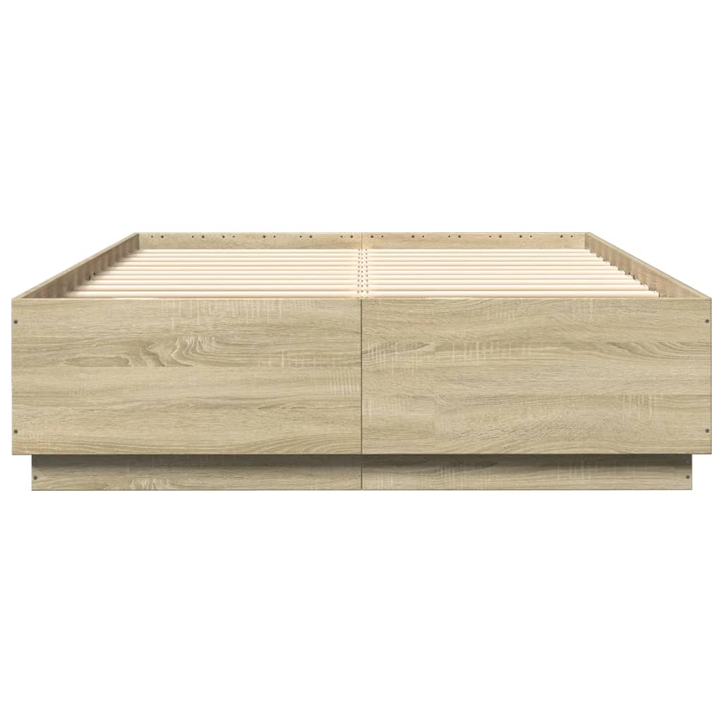 vidaXL Cadru de pat cu LED stejar sonoma 160x200 cm lemn prelucrat vidaXL Cadru de pat cu LED stejar sonoma 160x200 cm lemn prelucrat