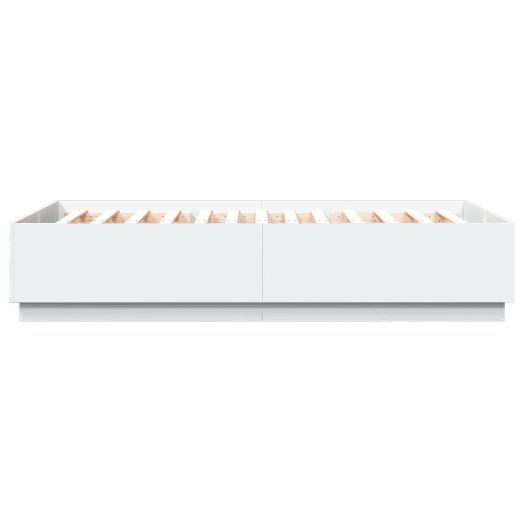 vidaXL Cadru de pat cu lumini LED, alb, 140x200 cm, lemn prelucrat vidaXL Cadru de pat cu lumini LED, alb, 140x200 cm, lemn prelucrat