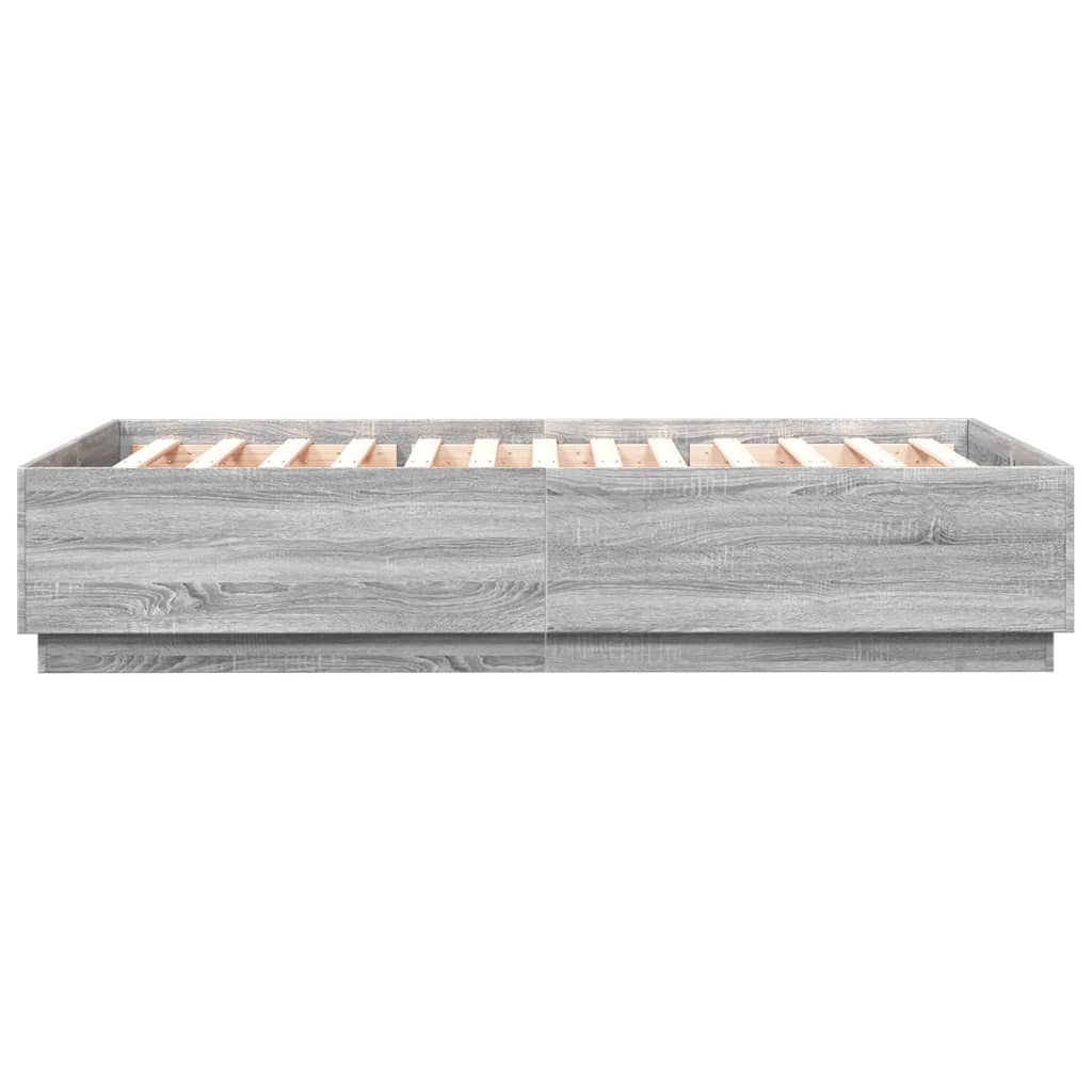 vidaXL Cadru de pat cu lumini LED gri sonoma 140x200 cm lemn prelucrat