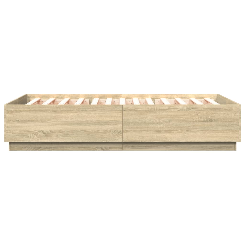 vidaXL Cadru de pat cu LED stejar sonoma 120x200 cm lemn prelucrat