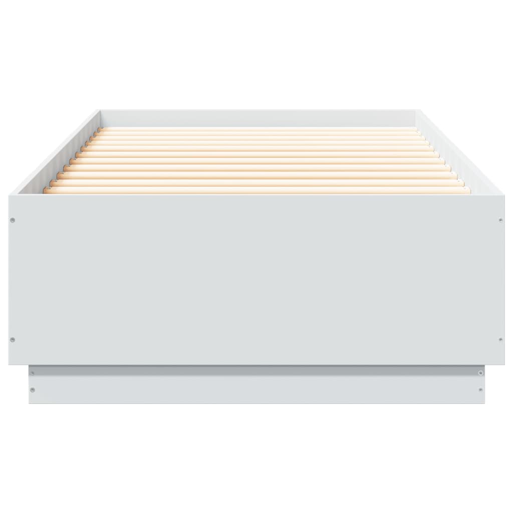 vidaXL Cadru de pat cu lumini LED, alb, 90x200 cm, lemn prelucrat vidaXL Cadru de pat cu lumini LED, alb, 90x200 cm, lemn prelucrat