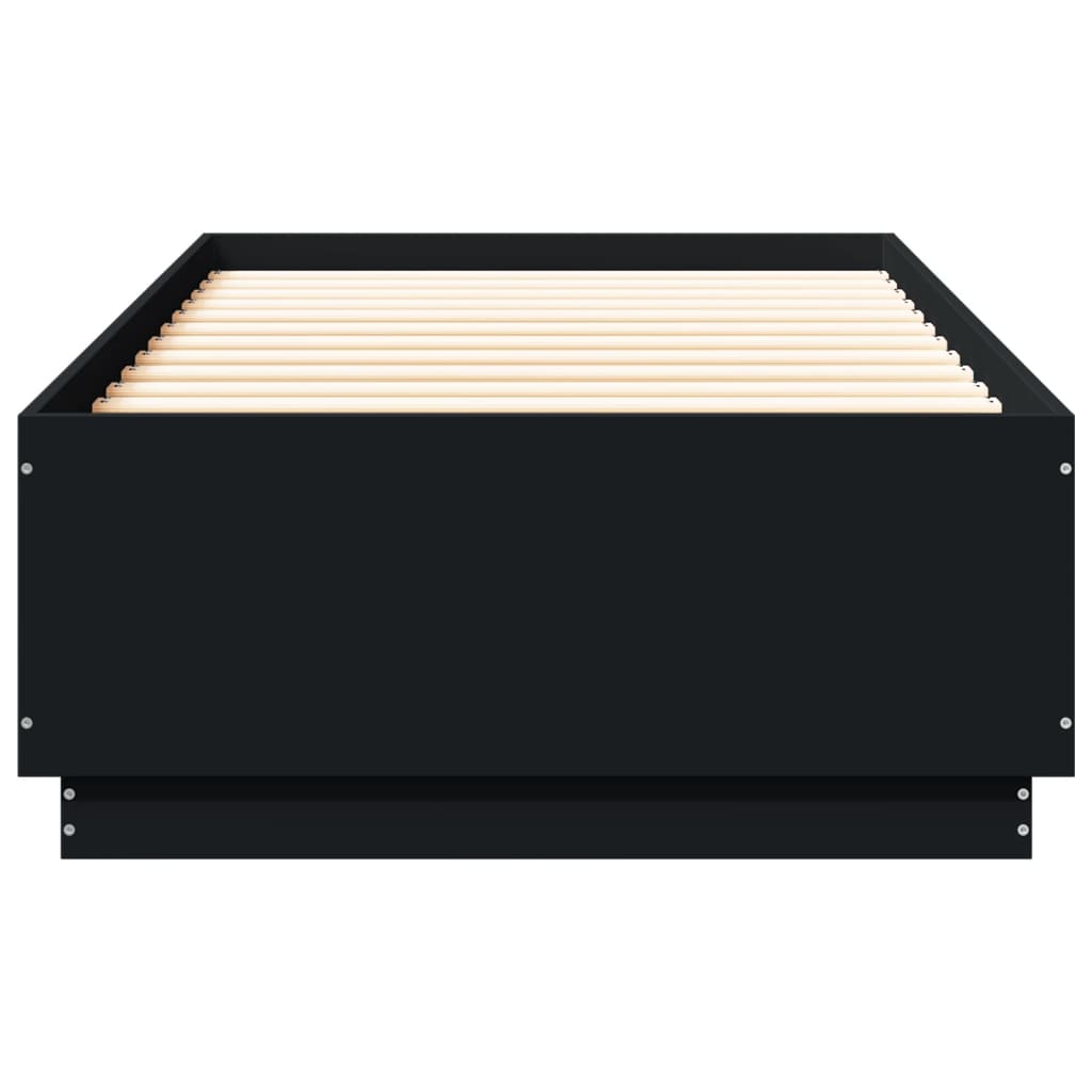 vidaXL Cadru de pat cu lumini LED, negru, 90x200 cm, lemn prelucrat