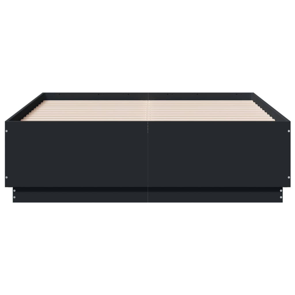 vidaXL Cadru de pat cu lumini LED, negru, 120x190 cm, lemn prelucrat vidaXL Cadru de pat cu lumini LED, negru, 120x190 cm, lemn prelucrat