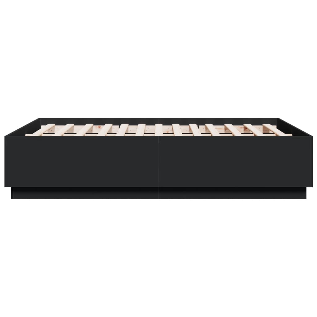 vidaXL Cadru de pat cu lumini LED, negru, 120x190 cm, lemn prelucrat vidaXL Cadru de pat cu lumini LED, negru, 120x190 cm, lemn prelucrat