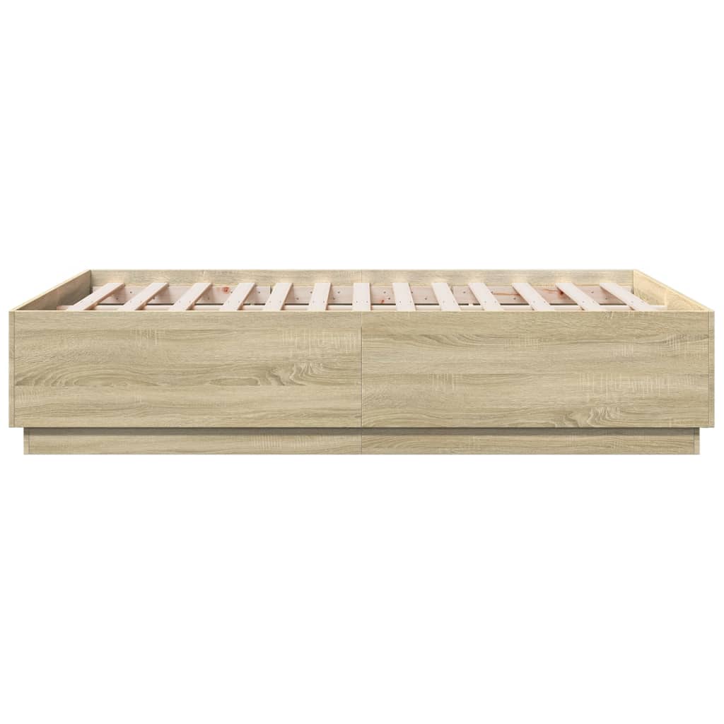 vidaXL Cadru de pat cu LED stejar sonoma 120x190 cm lemn prelucrat