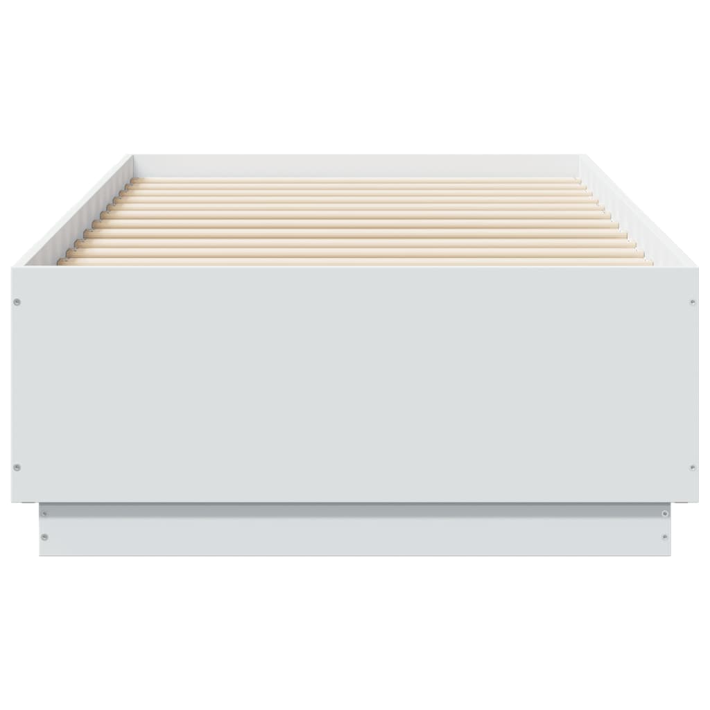 vidaXL Cadru de pat cu lumini LED, alb, 90x190 cm, lemn prelucrat