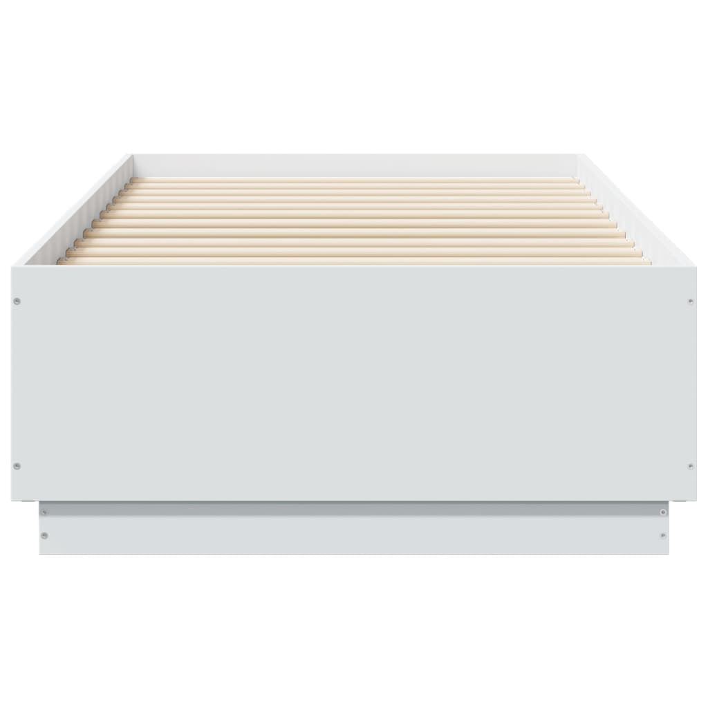 vidaXL Cadru de pat cu LED, alb, 75x190 cm, lemn prelucrat