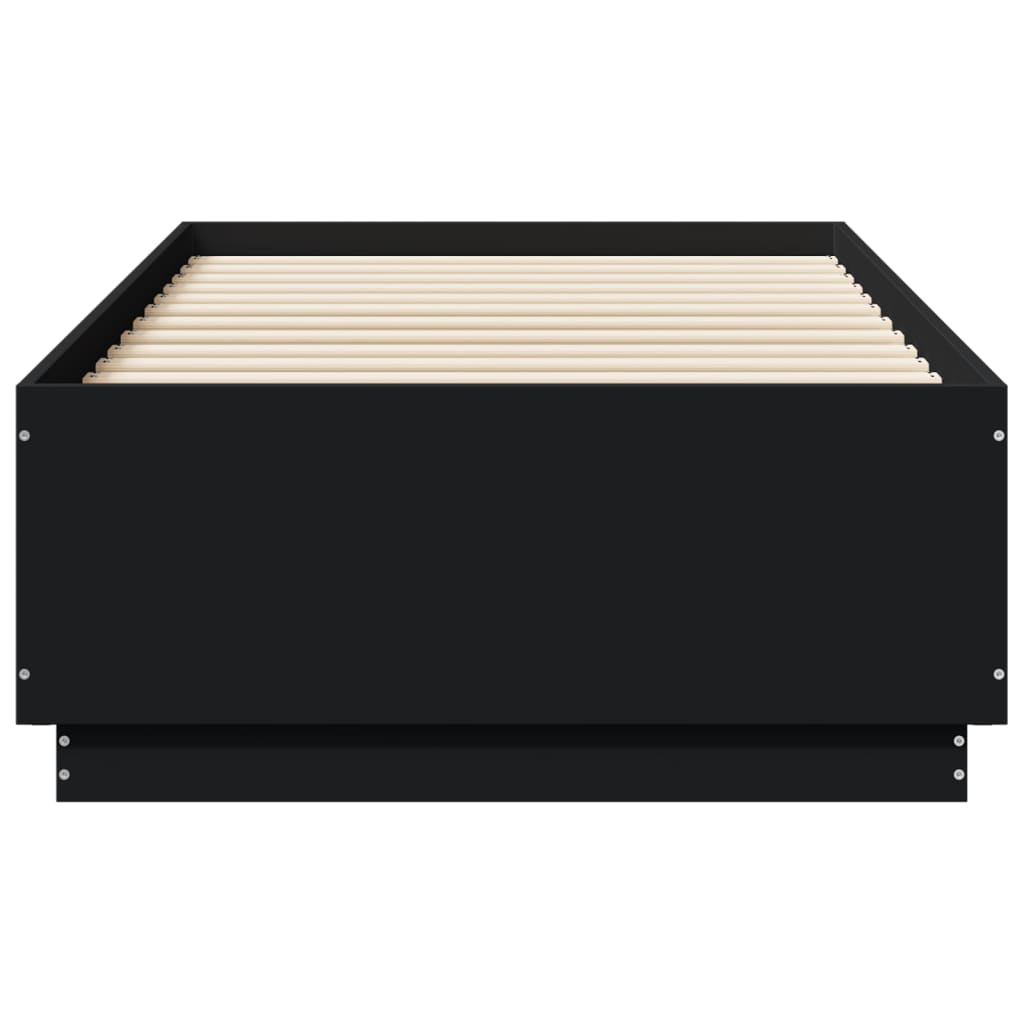 vidaXL Cadru de pat cu LED, negru, 75x190 cm, lemn prelucrat vidaXL Cadru de pat cu LED, negru, 75x190 cm, lemn prelucrat