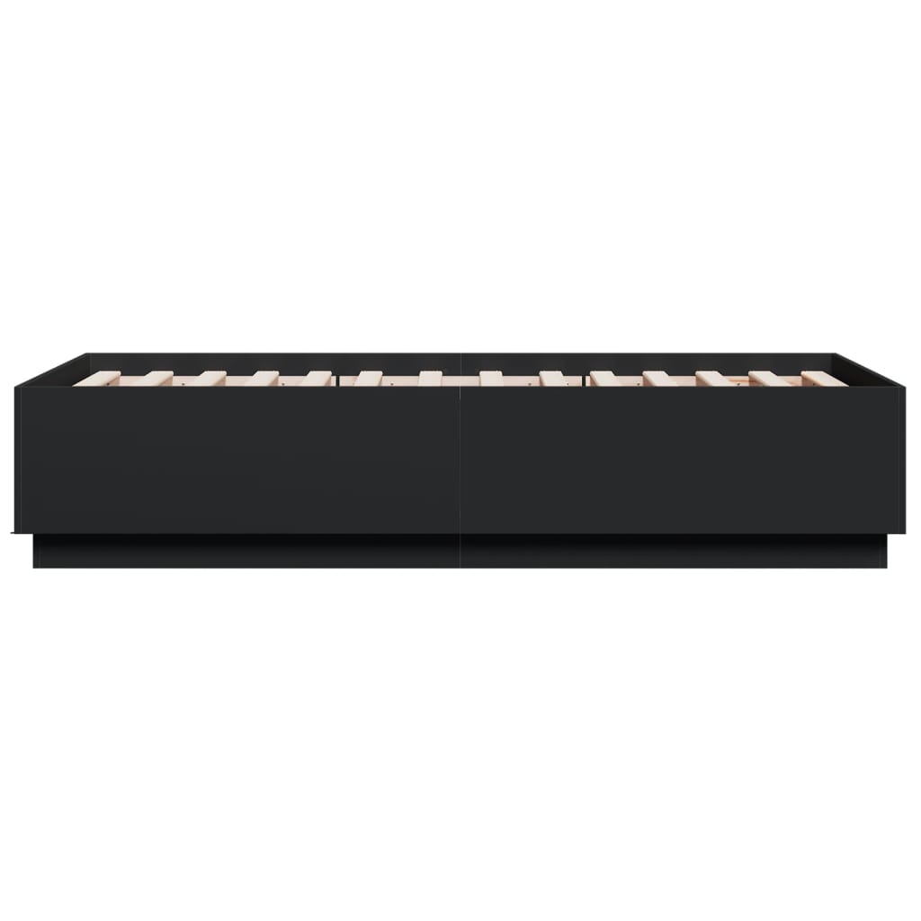 vidaXL Cadru de pat cu LED, negru, 75x190 cm, lemn prelucrat vidaXL Cadru de pat cu LED, negru, 75x190 cm, lemn prelucrat