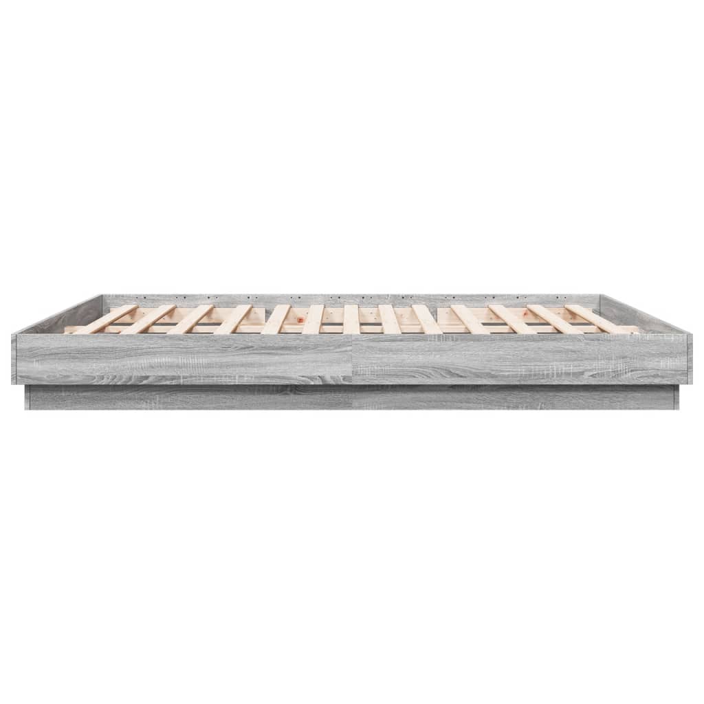 vidaXL Cadru de pat cu lumini LED, gri sonoma, 200x200 cm