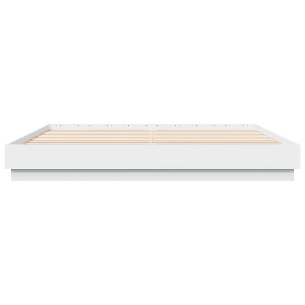 vidaXL Cadru de pat cu lumini LED, alb, 180x200 cm