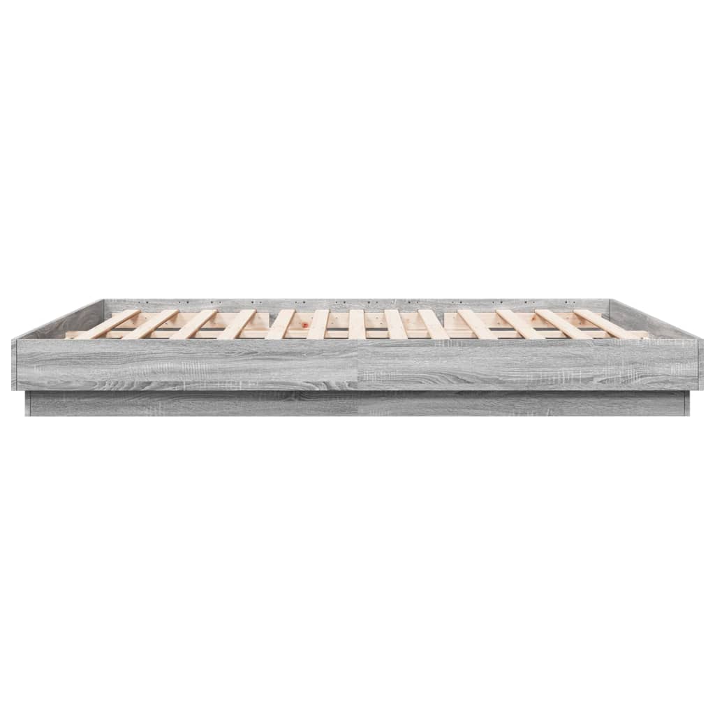 vidaXL Cadru de pat cu lumini LED, gri sonoma, 180x200 cm