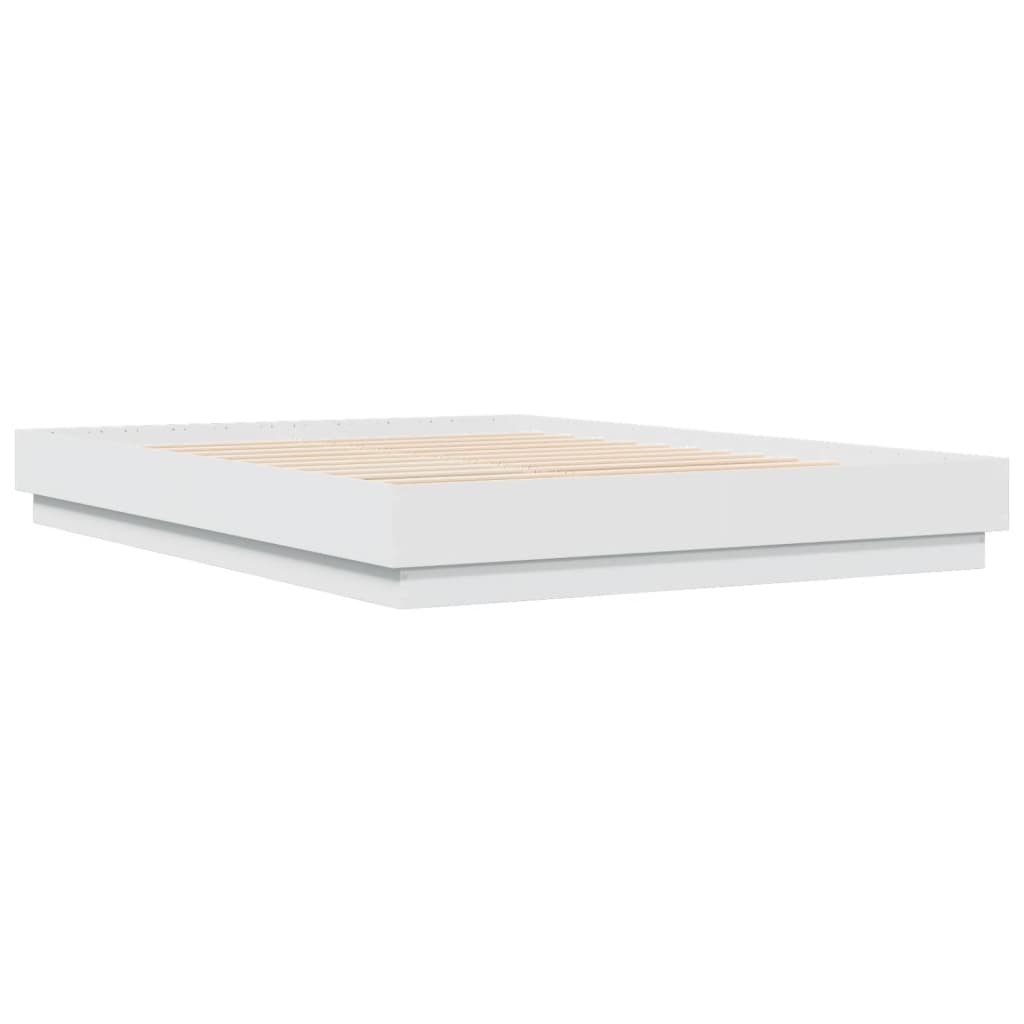 vidaXL Cadru de pat cu lumini LED, alb, 160x200 cm vidaXL Cadru de pat cu lumini LED, alb, 160x200 cm