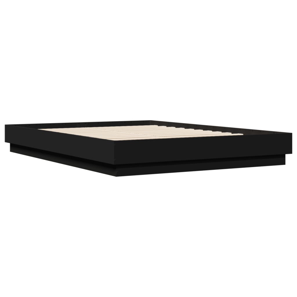 vidaXL Cadru de pat cu lumini LED, negru, 160x200 cm