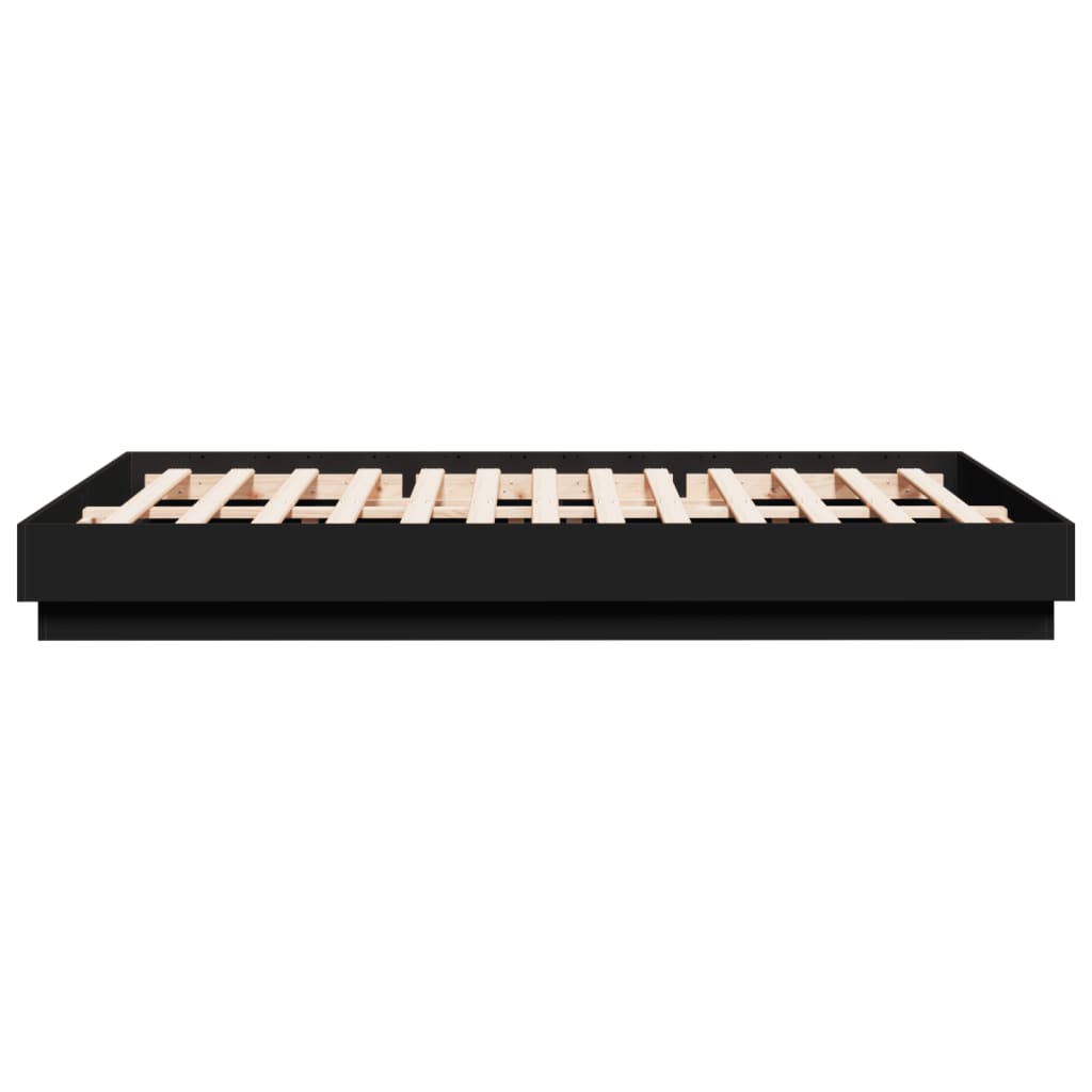 vidaXL Cadru de pat cu lumini LED, negru, 160x200 cm
