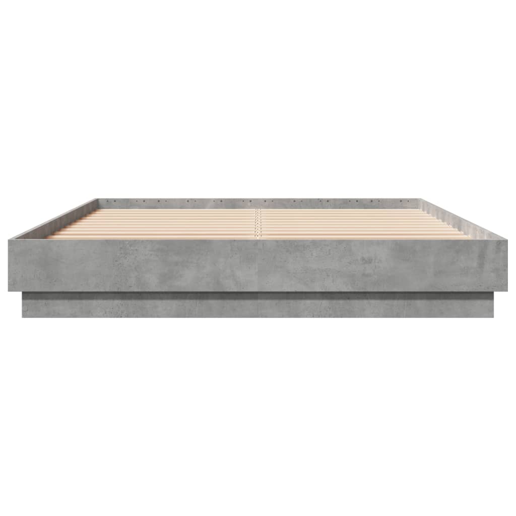 vidaXL Cadru de pat cu lumini LED, gri beton, 160x200 cm vidaXL Cadru de pat cu lumini LED, gri beton, 160x200 cm