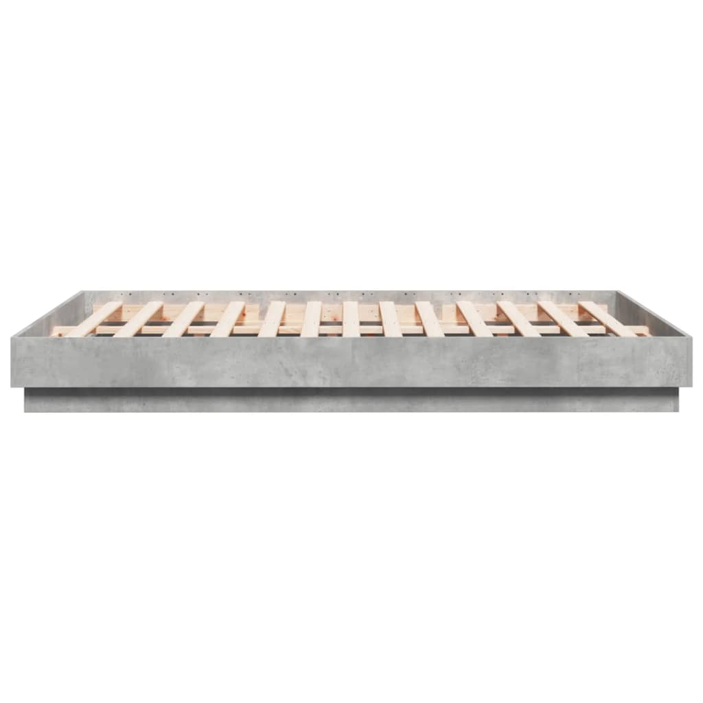 vidaXL Cadru de pat cu lumini LED, gri beton, 160x200 cm vidaXL Cadru de pat cu lumini LED, gri beton, 160x200 cm