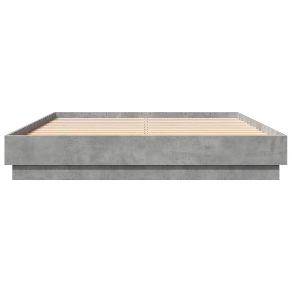 vidaXL Cadru de pat cu lumini LED, gri beton, 150x200 cm vidaXL Cadru de pat cu lumini LED, gri beton, 150x200 cm