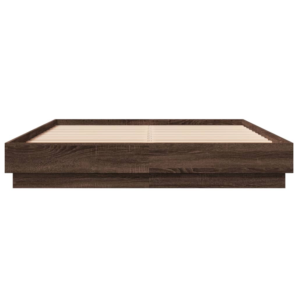 vidaXL Cadru de pat cu lumini LED, stejar maro, 150x200 cm vidaXL Cadru de pat cu lumini LED, stejar maro, 150x200 cm