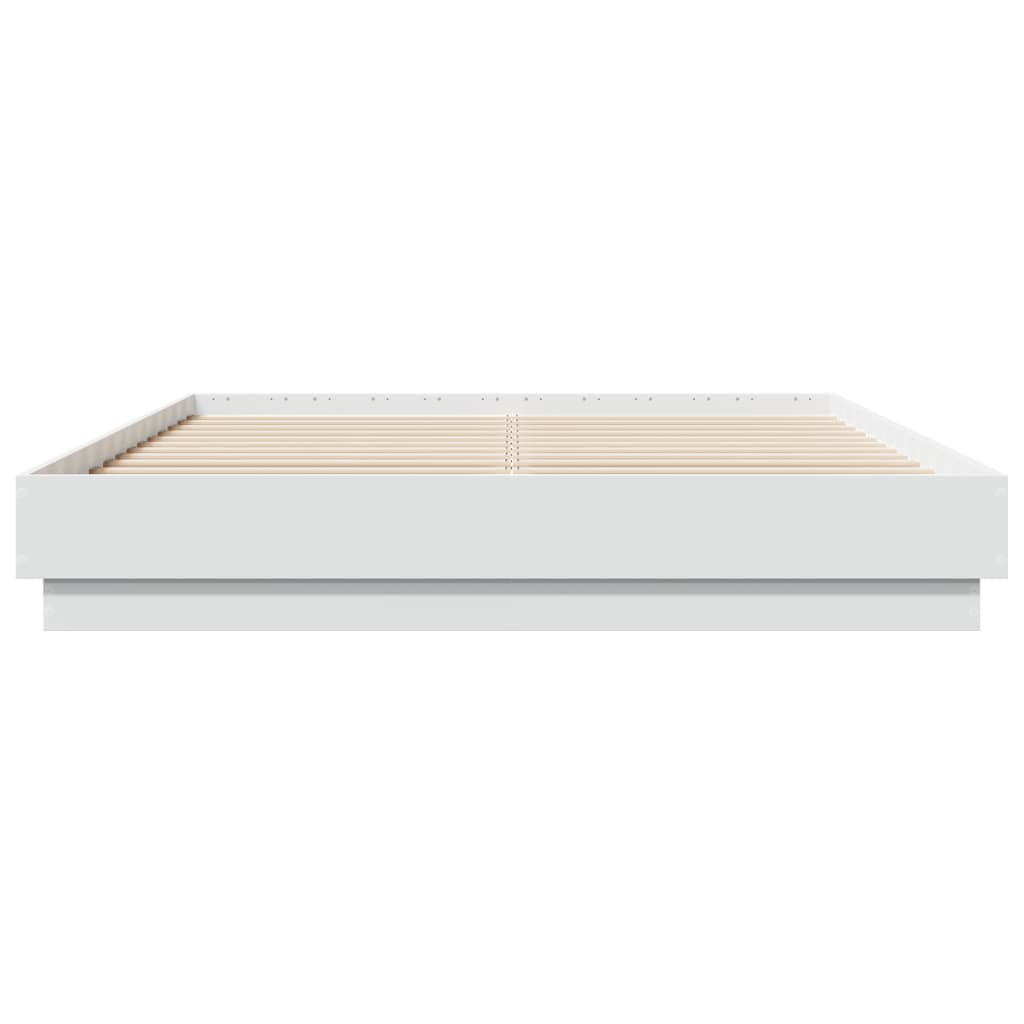 vidaXL Cadru de pat cu lumini LED, alb, 140x200 cm vidaXL Cadru de pat cu lumini LED, alb, 140x200 cm