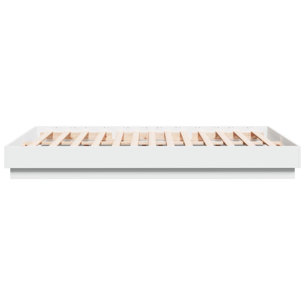 vidaXL Cadru de pat cu lumini LED, alb, 140x200 cm vidaXL Cadru de pat cu lumini LED, alb, 140x200 cm