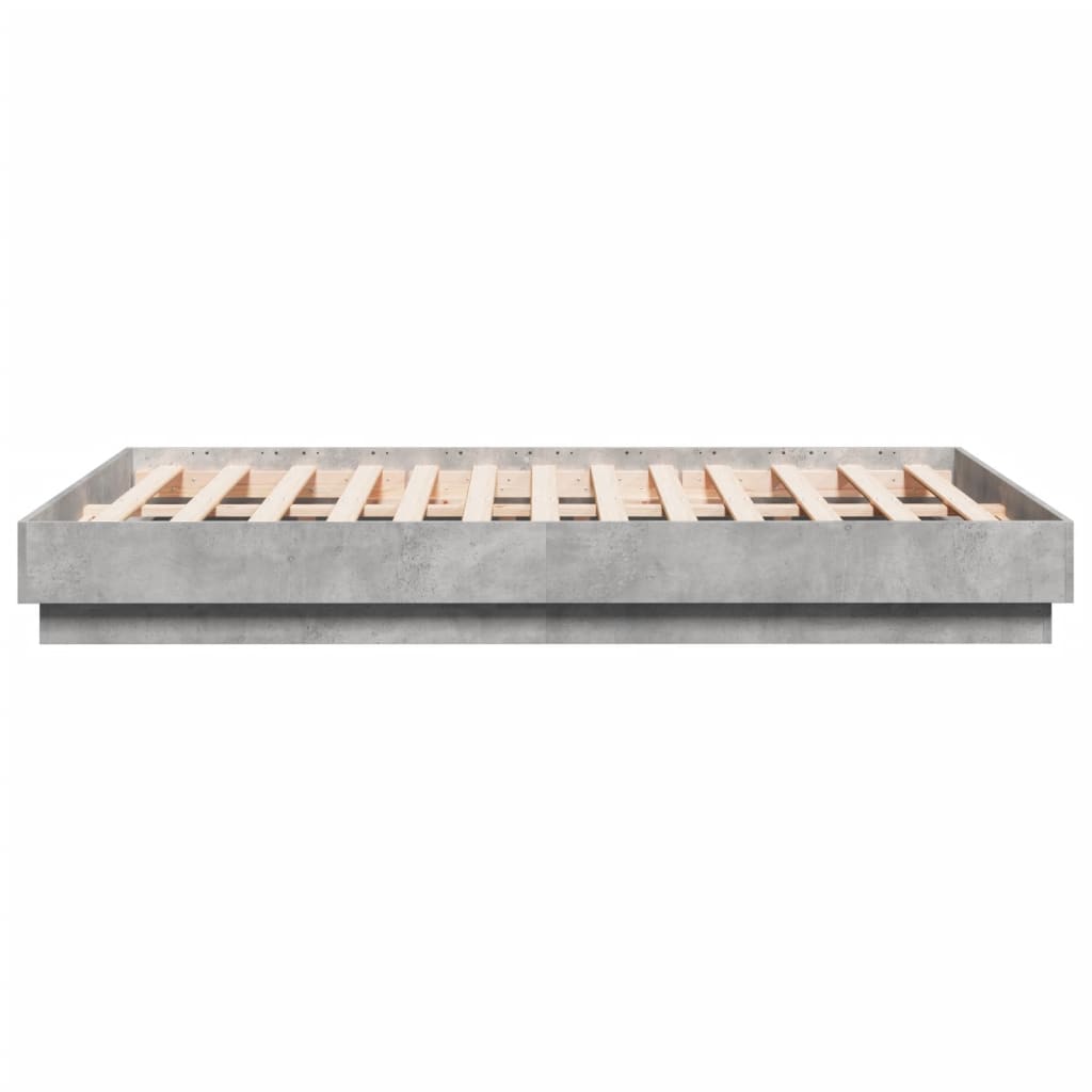 vidaXL Cadru de pat cu lumini LED, gri beton, 135x190 cm vidaXL Cadru de pat cu lumini LED, gri beton, 135x190 cm