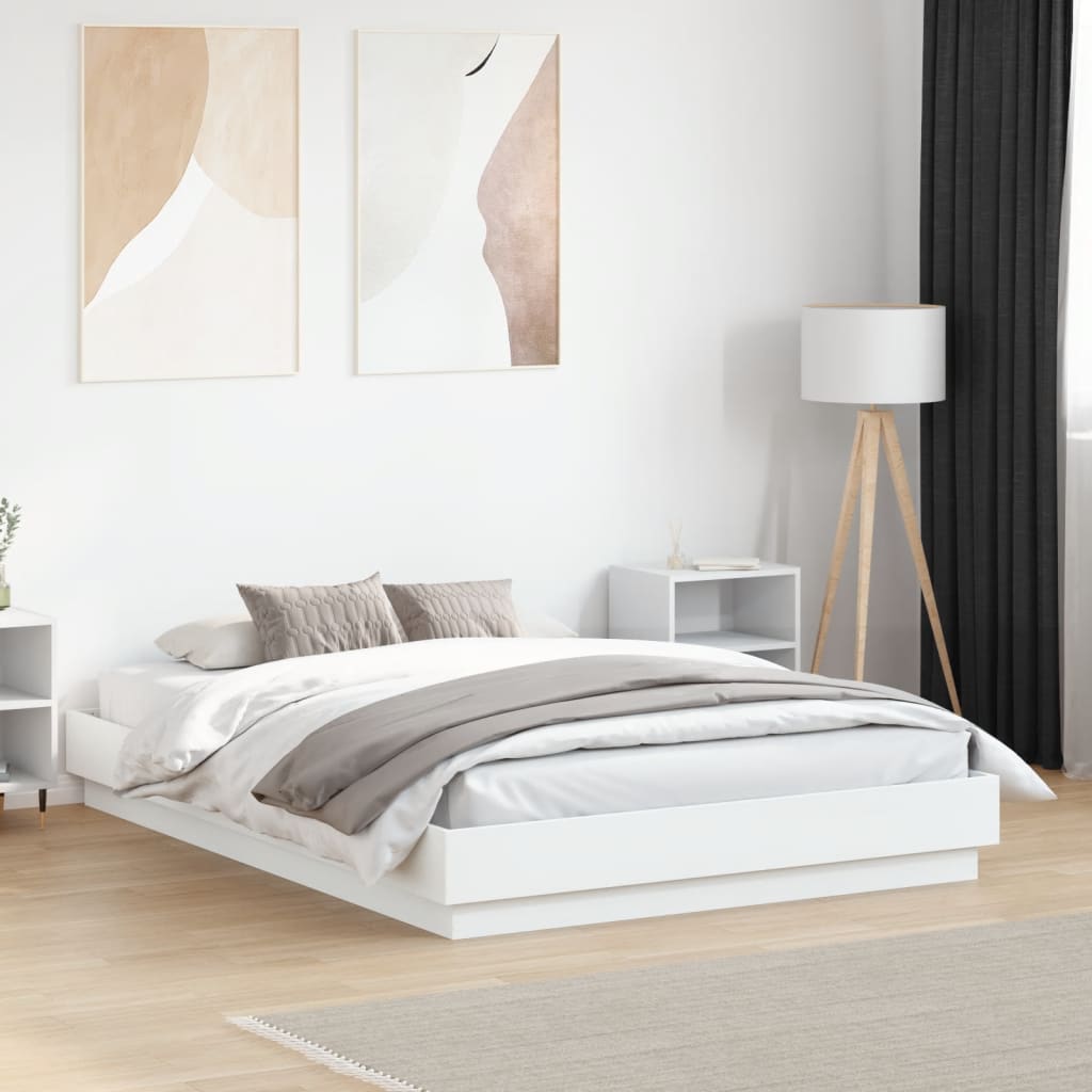 vidaXL Cadru de pat, alb, 120x190 cm, lemn prelucrat vidaXL Cadru de pat, alb, 120x190 cm, lemn prelucrat