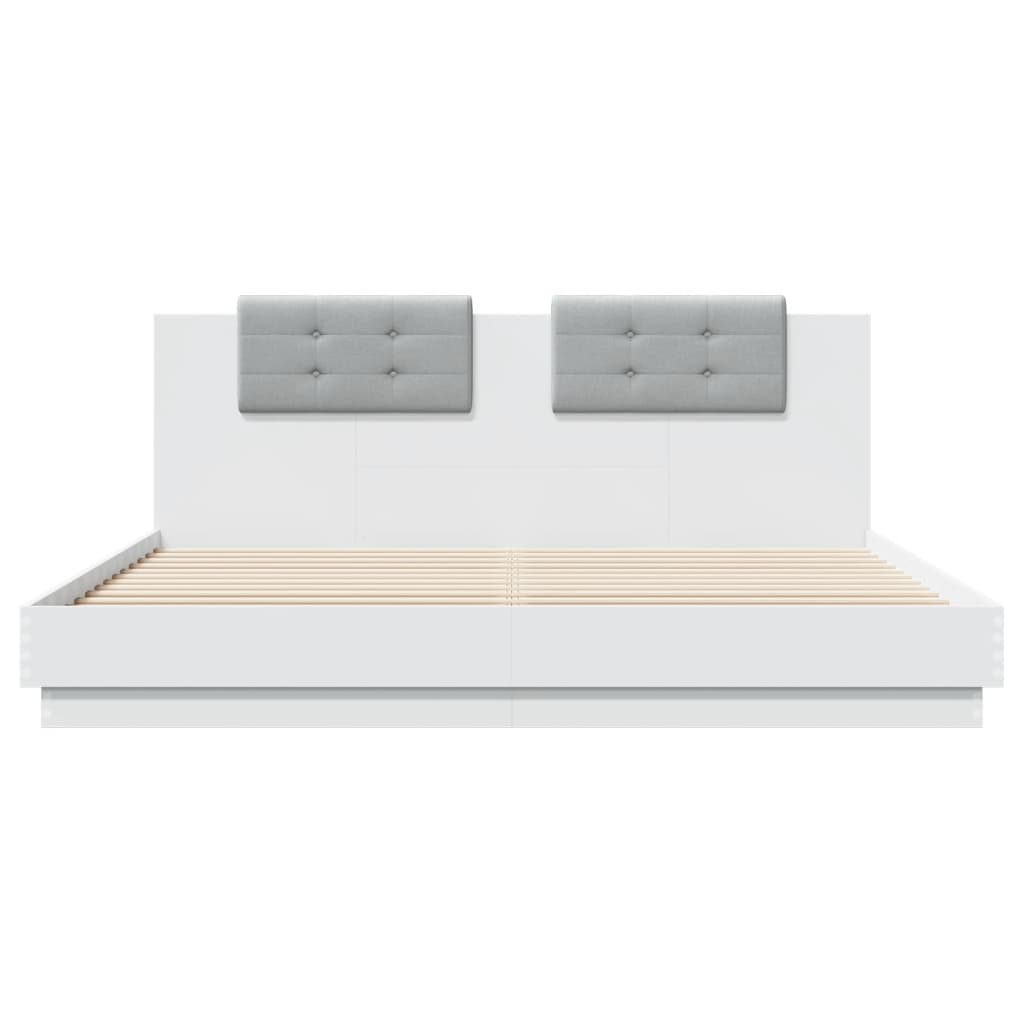 vidaXL Cadru de pat cu tăblie 200x200 cm, alb, lemn prelucrat