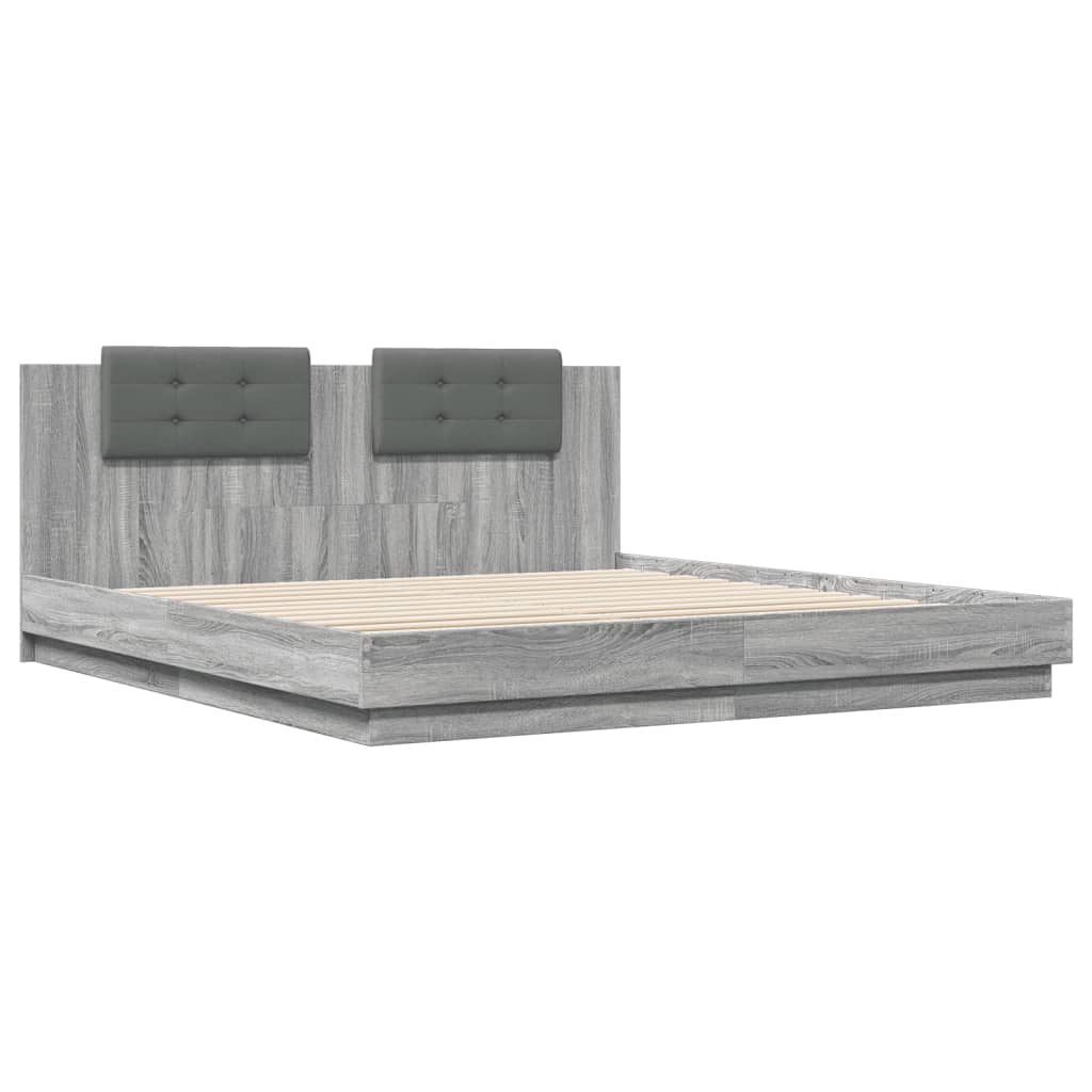 vidaXL Cadru de pat cu tăblie gri sonoma 180x200 cm lemn prelucrat