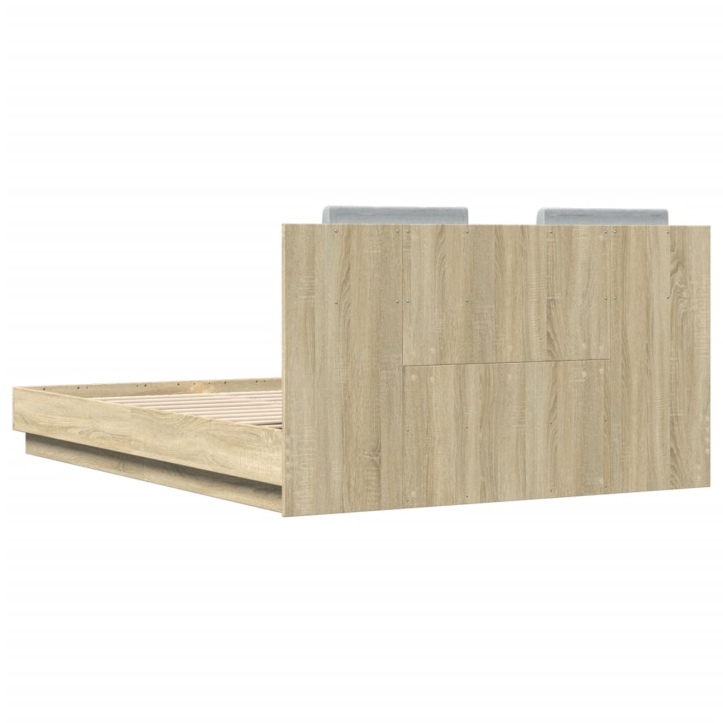 vidaXL Cadru de pat cu tăblie stejar sonoma 150x200 cm lemn prelucrat