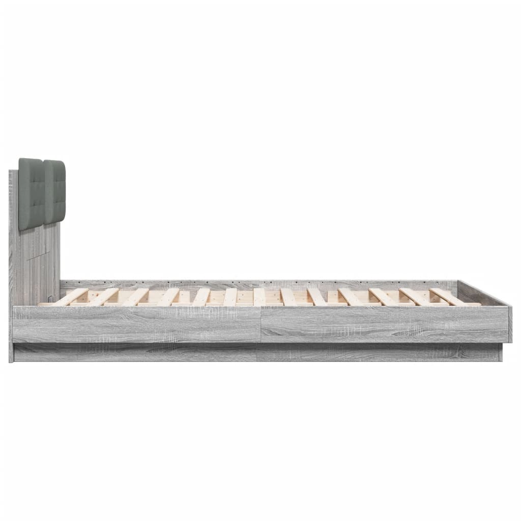 vidaXL Cadru de pat cu tăblie, gri sonoma, 150x200 cm, lemn prelucrat vidaXL Cadru de pat cu tăblie, gri sonoma, 150x200 cm, lemn prelucrat