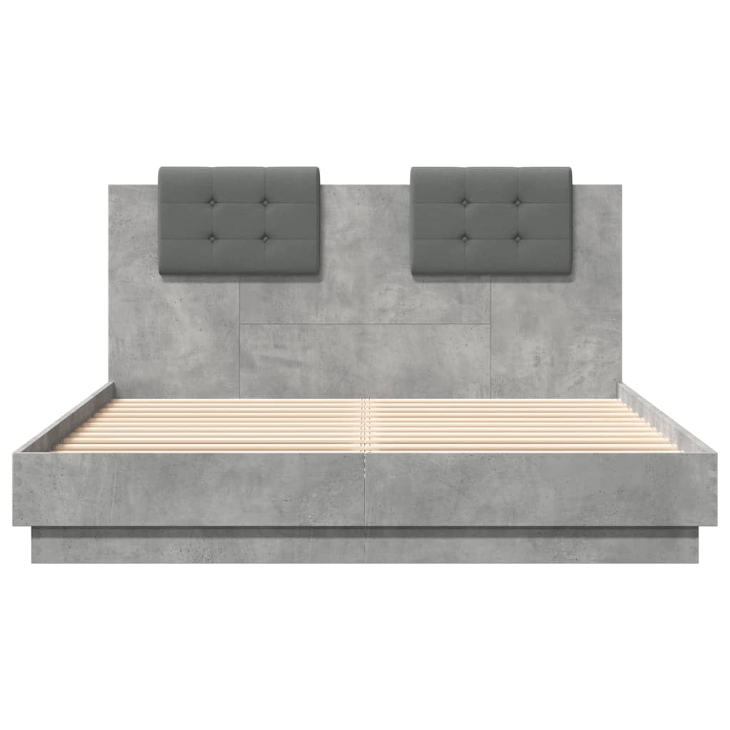 vidaXL Cadru de pat cu tăblie gri beton 140x200 cm lemn prelucrat