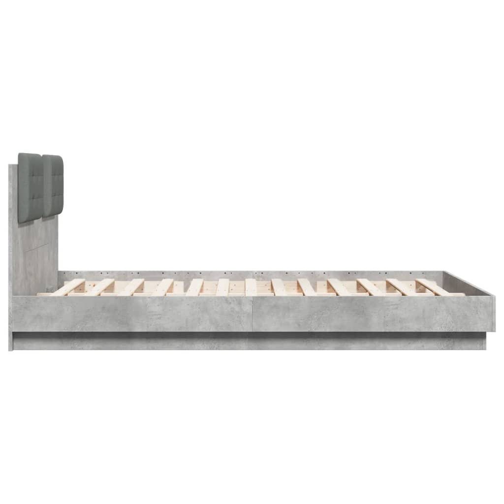 vidaXL Cadru de pat cu tăblie gri beton 140x200 cm lemn prelucrat