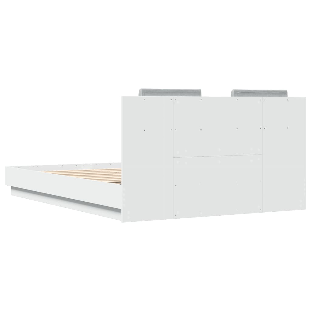 vidaXL Cadru de pat cu tăblie, alb, 120x200 cm, lemn prelucrat vidaXL Cadru de pat cu tăblie, alb, 120x200 cm, lemn prelucrat