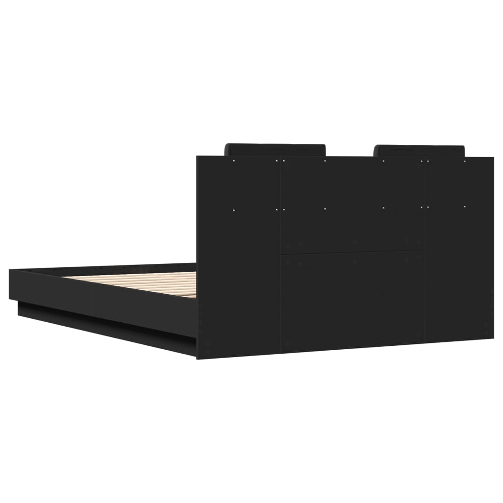 vidaXL Cadru de pat cu tăblie, negru, 120x200 cm, lemn prelucrat vidaXL Cadru de pat cu tăblie, negru, 120x200 cm, lemn prelucrat