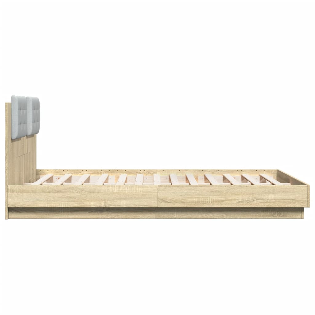 vidaXL Cadru de pat cu tăblie stejar sonoma 120x200 cm lemn prelucrat
