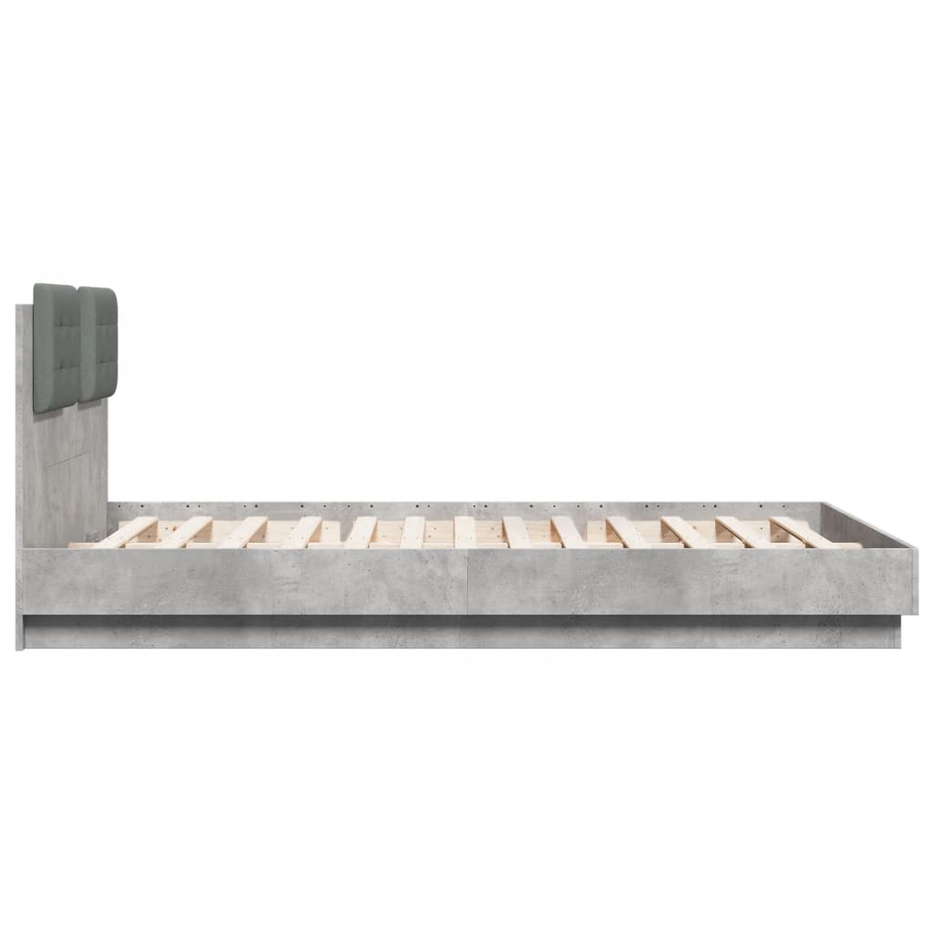 vidaXL Cadru de pat cu tăblie gri beton 120x200 cm lemn prelucrat vidaXL Cadru de pat cu tăblie gri beton 120x200 cm lemn prelucrat