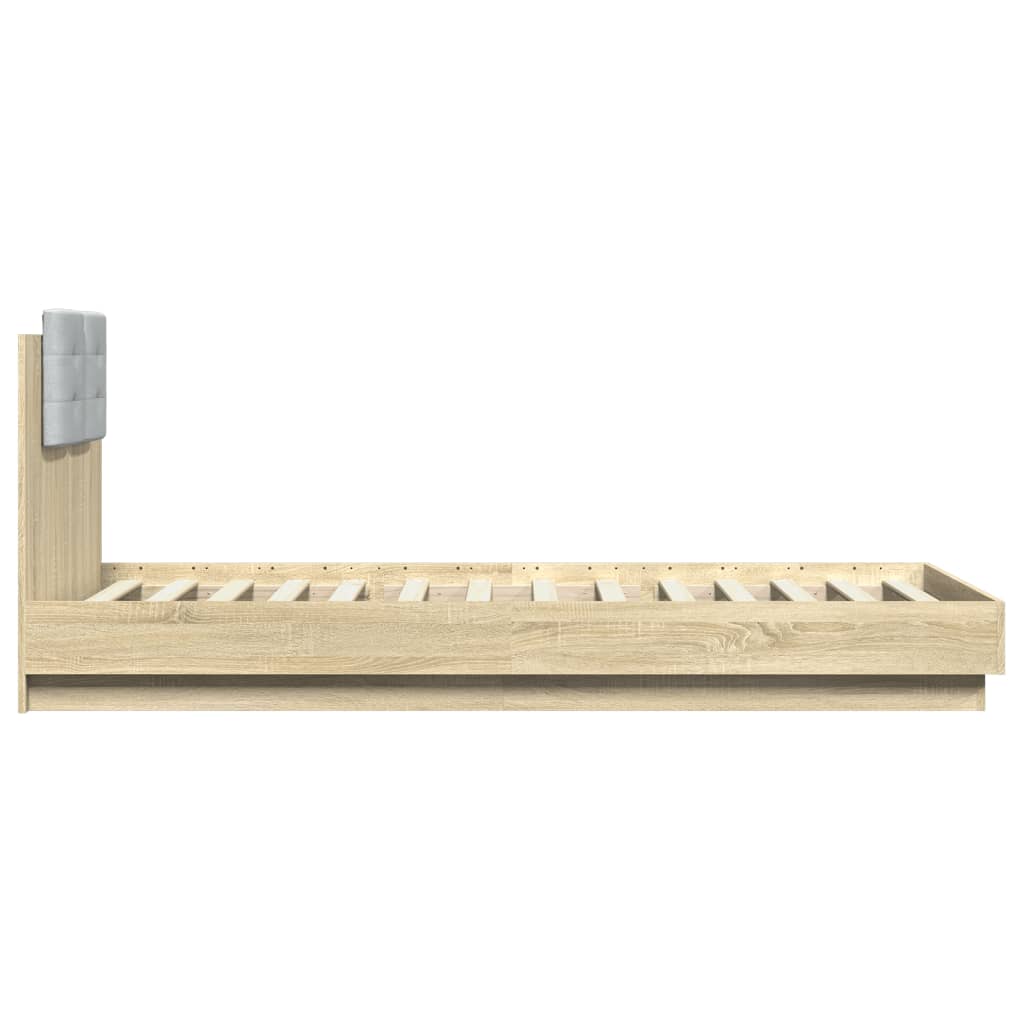 vidaXL Cadru de pat cu tăblie stejar sonoma 100x200 cm lemn prelucrat