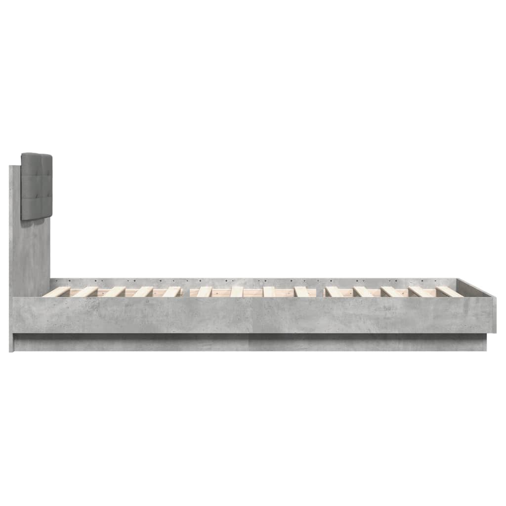 vidaXL Cadru de pat cu tăblie gri beton 100x200 cm lemn prelucrat vidaXL Cadru de pat cu tăblie gri beton 100x200 cm lemn prelucrat