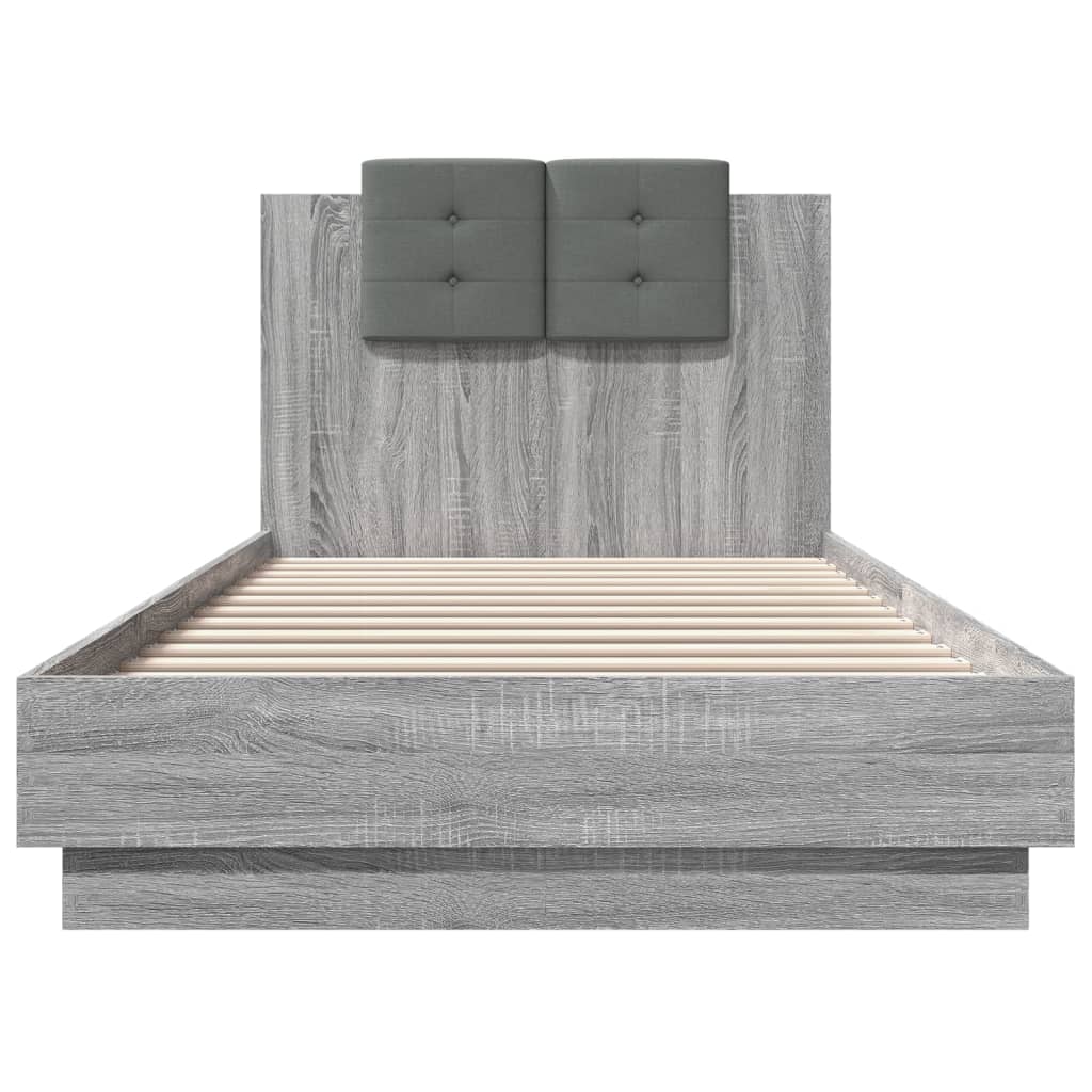 vidaXL Cadru de pat cu tăblie gri sonoma 100x200 cm lemn prelucrat