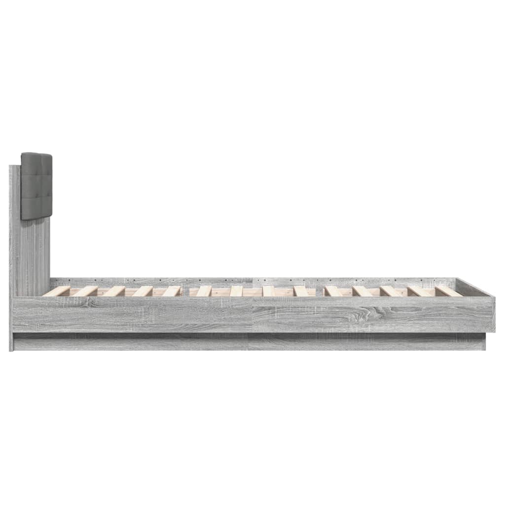 vidaXL Cadru de pat cu tăblie gri sonoma 100x200 cm lemn prelucrat