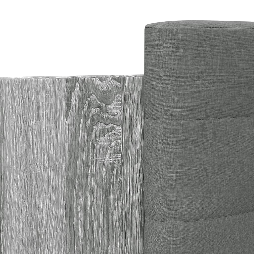 vidaXL Cadru de pat cu tăblie, gri sonoma, 90x200 cm, lemn prelucrat vidaXL Cadru de pat cu tăblie, gri sonoma, 90x200 cm, lemn prelucrat