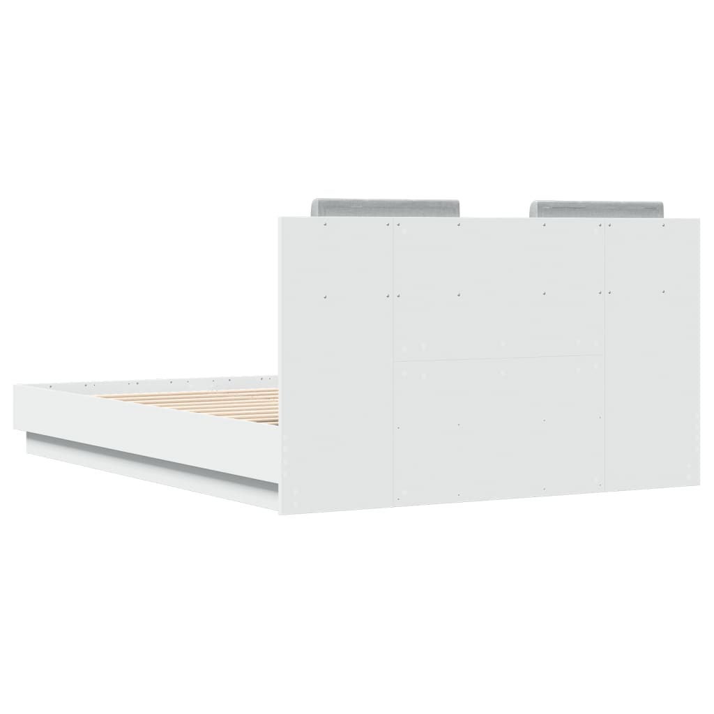 vidaXL Cadru de pat cu tăblie, alb, 120x190 cm, lemn prelucrat vidaXL Cadru de pat cu tăblie, alb, 120x190 cm, lemn prelucrat