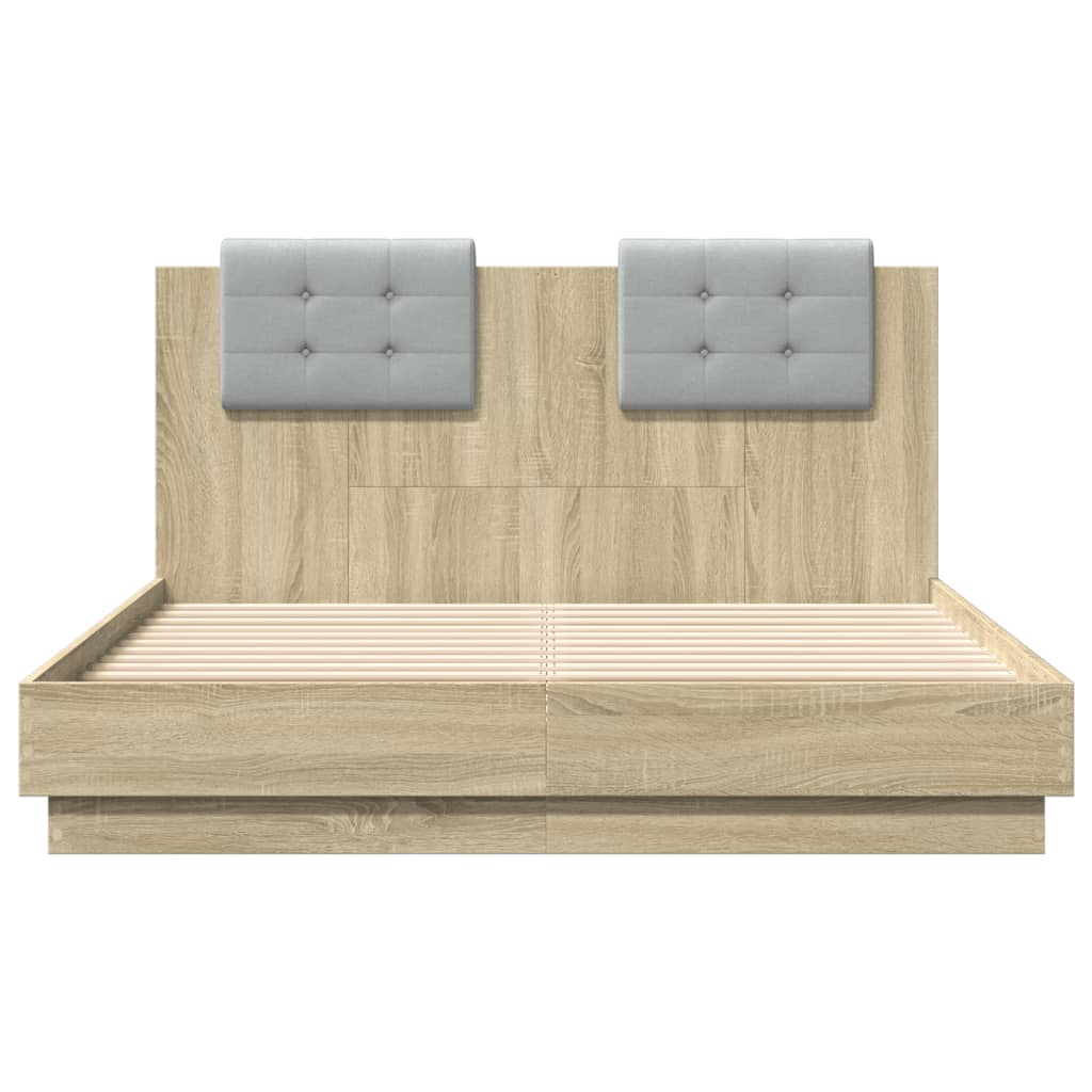 vidaXL Cadru de pat cu tăblie stejar sonoma 120x190 cm lemn prelucrat