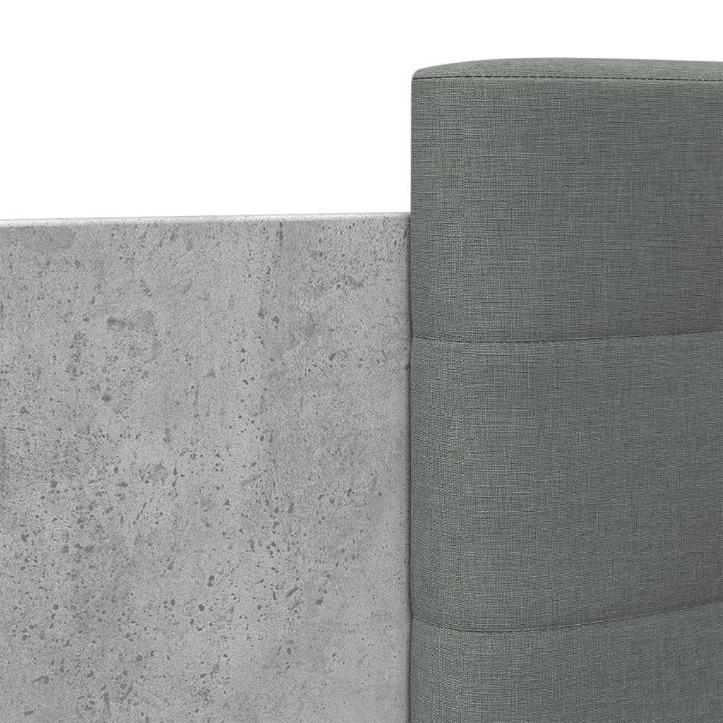 vidaXL Cadru de pat cu tăblie gri beton 120x190 cm lemn prelucrat vidaXL Cadru de pat cu tăblie gri beton 120x190 cm lemn prelucrat