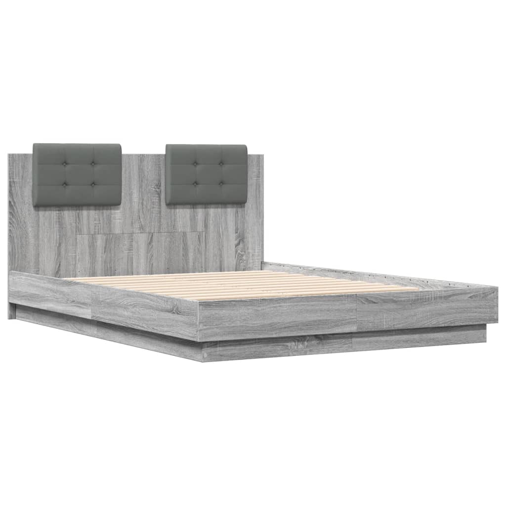 vidaXL Cadru de pat cu tăblie gri sonoma 120x190 cm lemn prelucrat